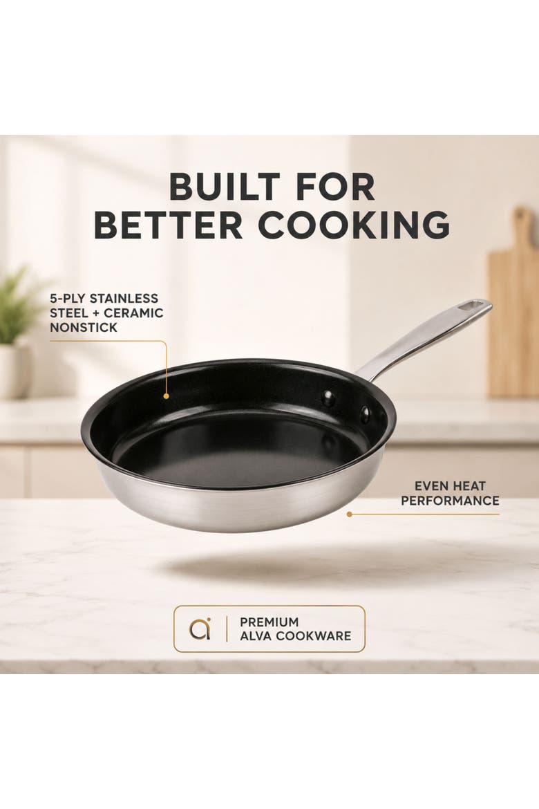 Maestro Nonstick Stainless Steel Frying Pan with Lid, Alternate, color, 11 inch
