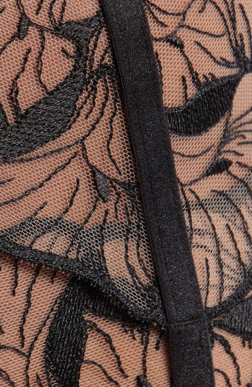 Bluebella Kalmia Embroidered Mesh Garter Belt In Black
