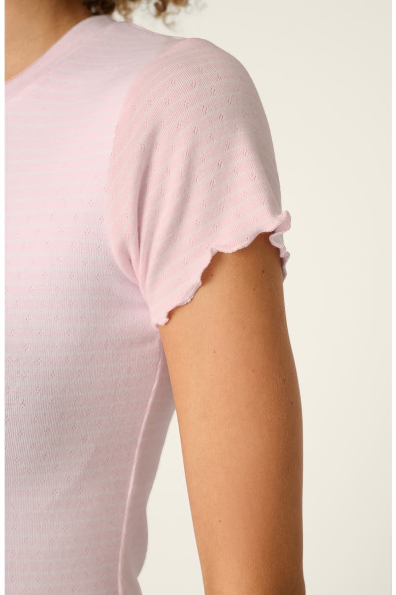 Pretty Stripes Short Sleeve Sleep Top, Alternate, color, TENDER PINK