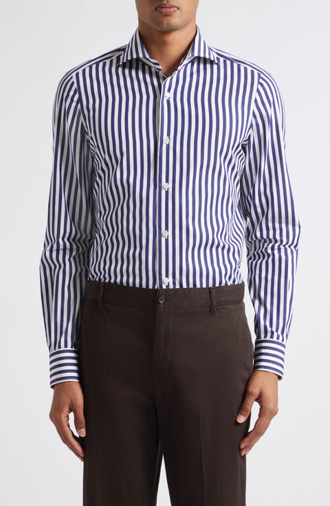 Rigato Stripe Poplin Button-Up Shirt
