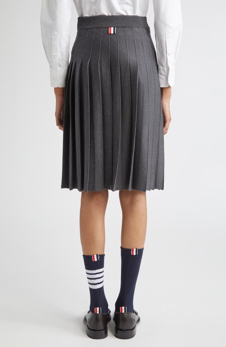 Thom Browne Pointelle Pleated Wool & Silk Skirt, Alternate, color, Medium Grey
