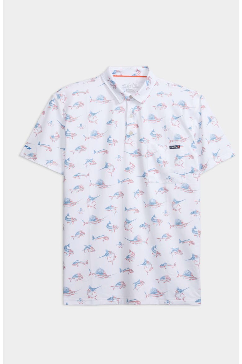 Fish N' Bones Americana Polo, Main, color, White