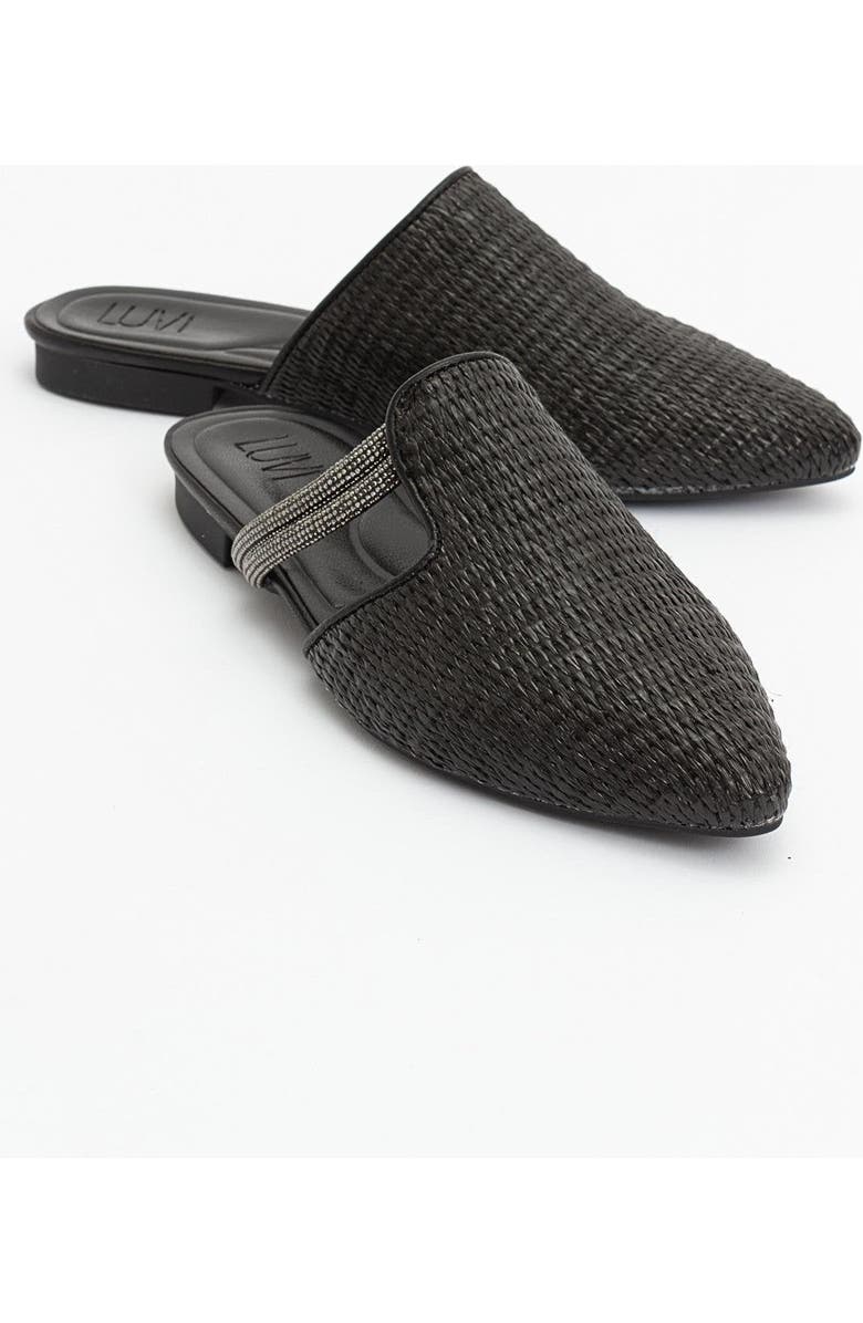 Prologue Shoes Pesa Woven Slippers, Main, color, Black Faux Leather