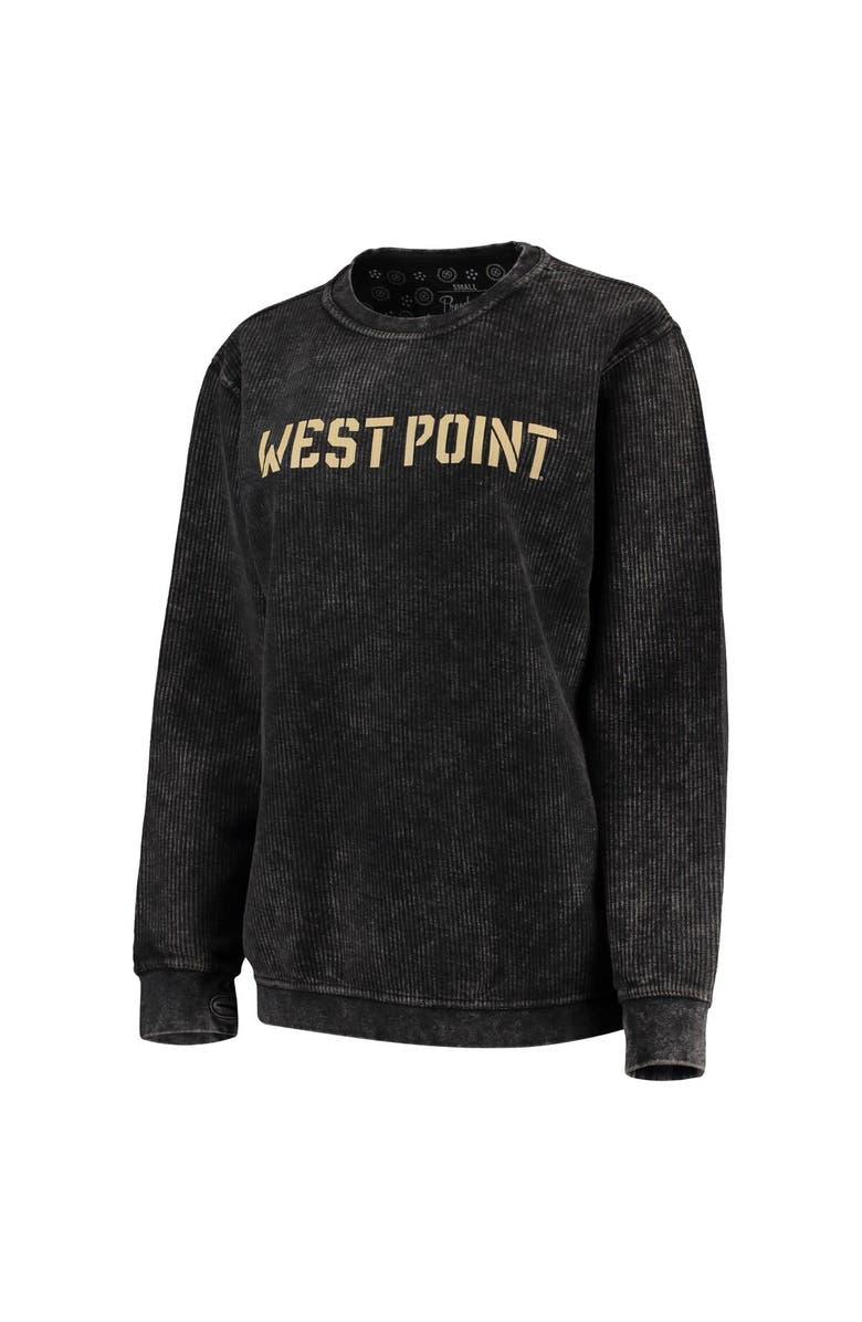 PRESSBOX Women's Pressbox Black Army Black Knights Comfy Cord Vintage Wash Basic Arch Pullover Sweatshirt, Alternate, color,