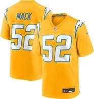 Nike Men's Nike Khalil Mack Gold Los Angeles Chargers Alternate Charger Power Game Player Jersey