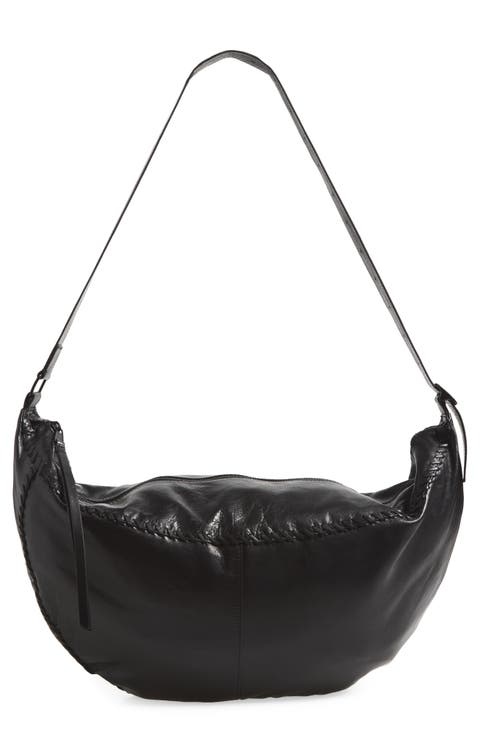 Slouch Whipstitched Leather Shoulder Bag