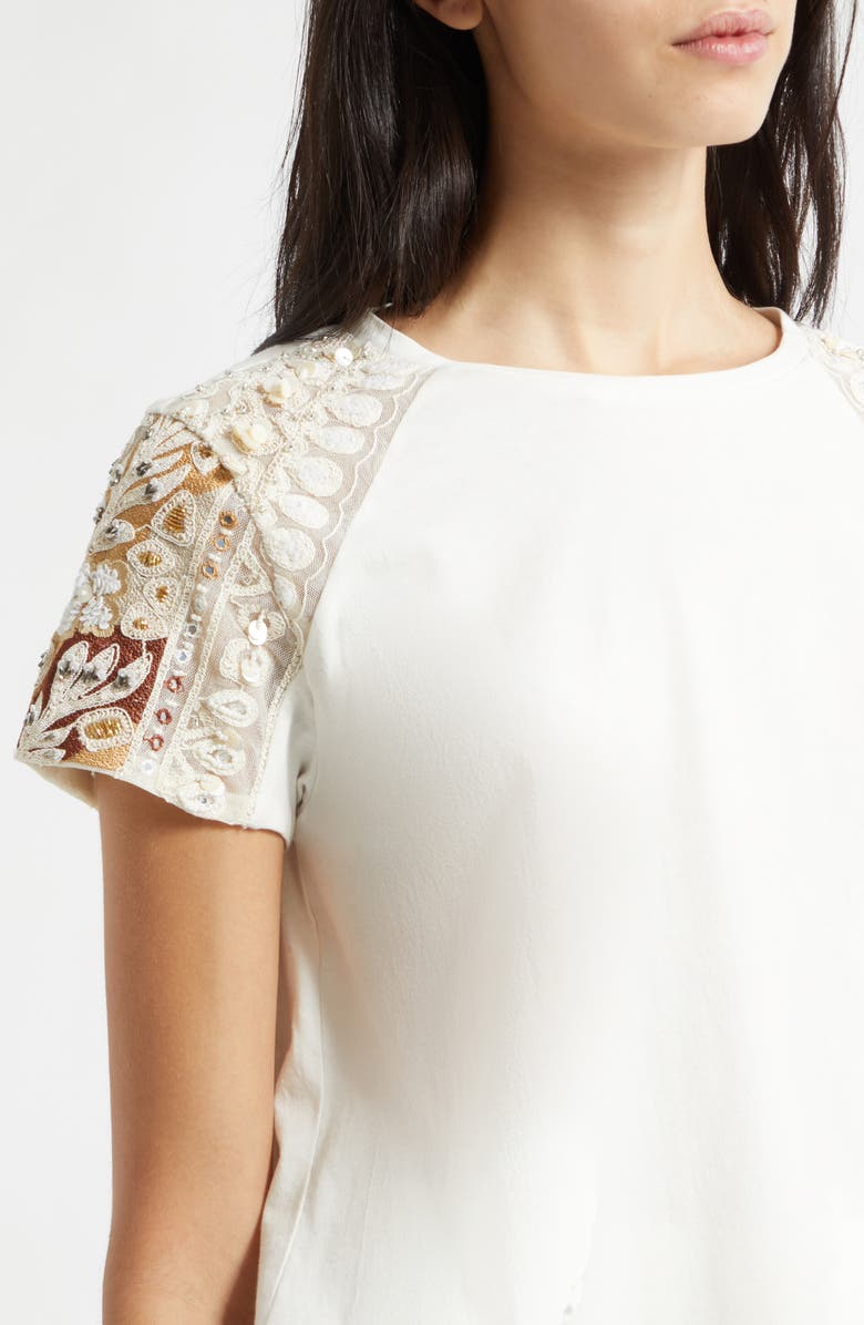 Ramy Brook Tyler Sequin Embroidery Detail Cotton T-Shirt, Alternate, color, Coffee Combo