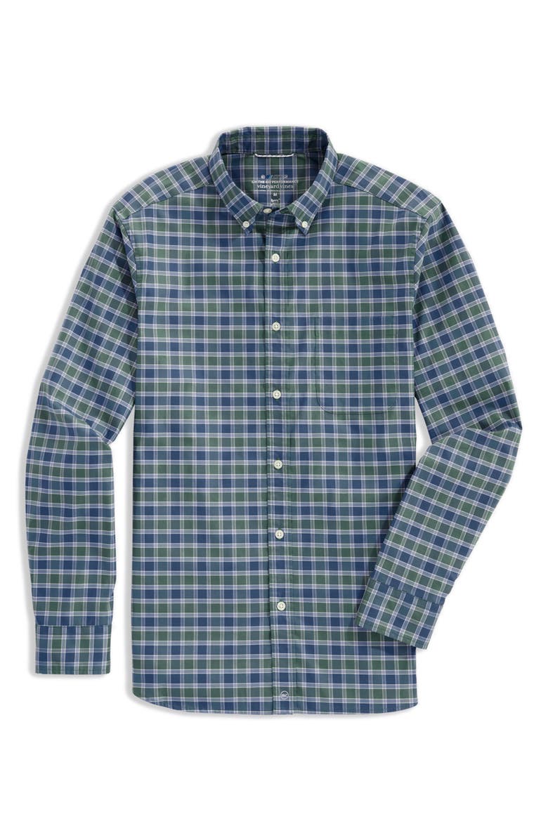 vineyard vines On-the-Go Classic Fit Plaid Stretch Button-Up Shirt, Main, color, 