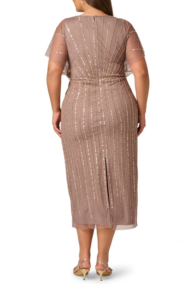 Beaded Cocktail Dress, Alternate, color, STONE