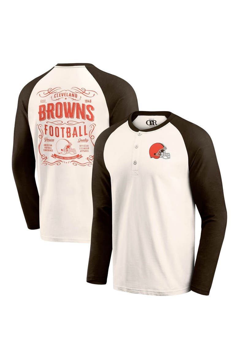 Men's Darius Rucker Collection by Fanatics Cream/Brown Cleveland Browns Raglan Henley T-Shirt, Main, color, Cream