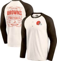 Darius Rucker Collection by Fanatics Men's Darius Rucker Collection by Fanatics Cream/Brown Cleveland Browns Raglan Henley T-Shirt