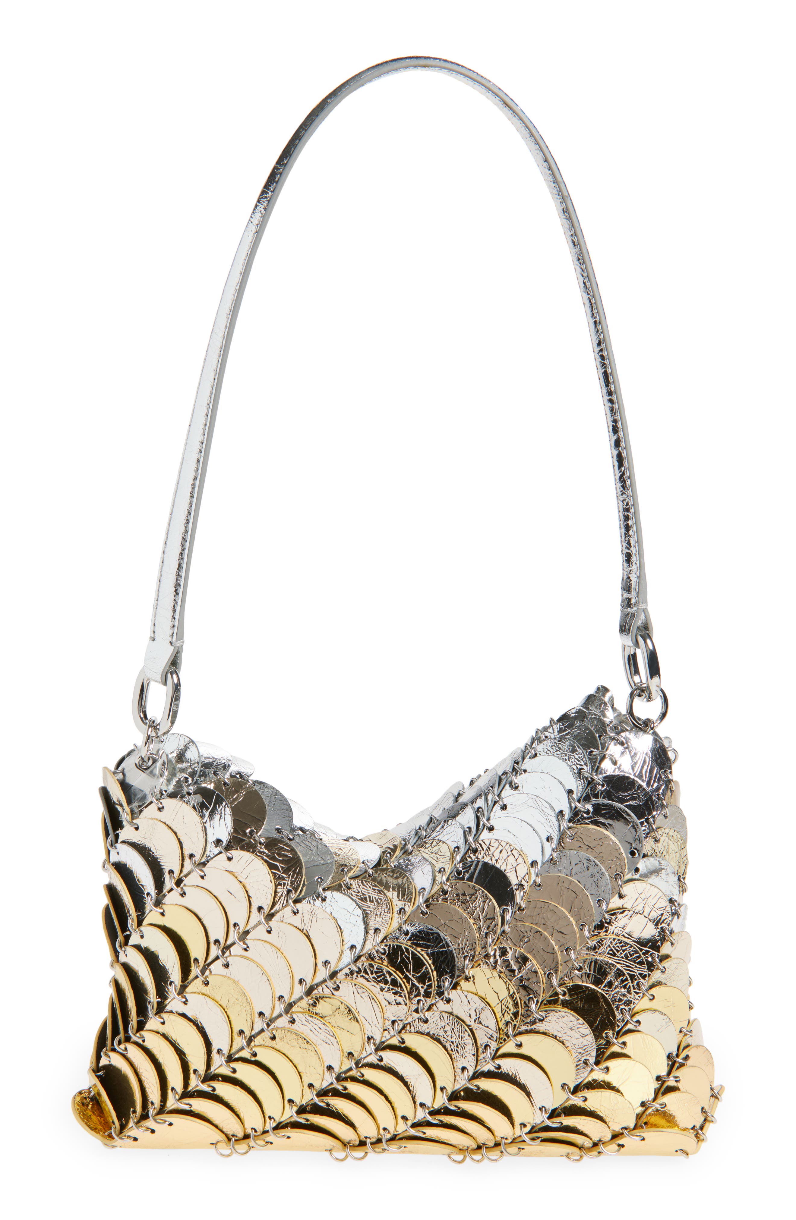 Rabanne Paco Metallic Leather Hobo Bag, Alternate, color, 
