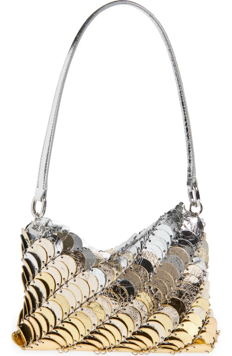 Rabanne Paco Metallic Leather Hobo Bag, Alternate, color,
