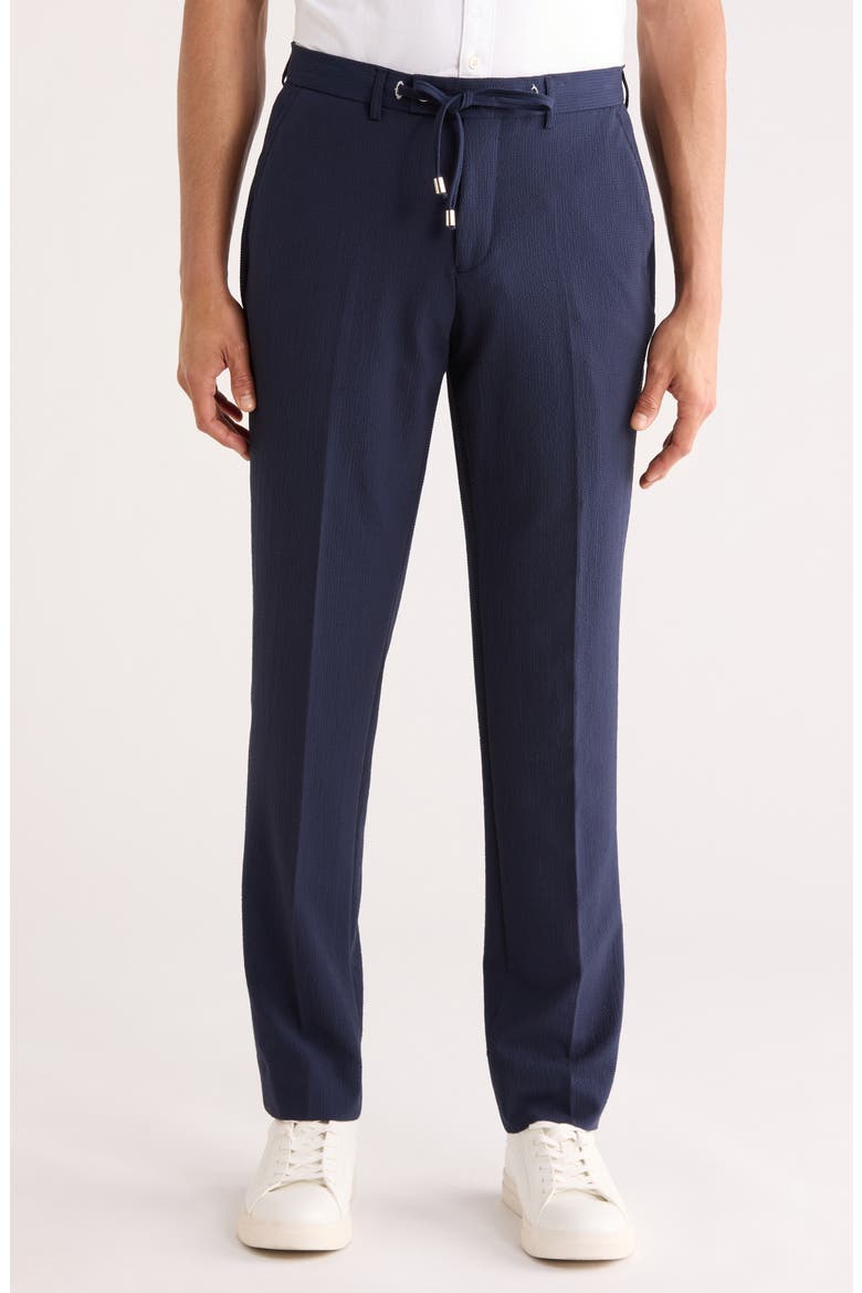 Seersucker Stretch Suit Separate Pants, Main, color, NAVY