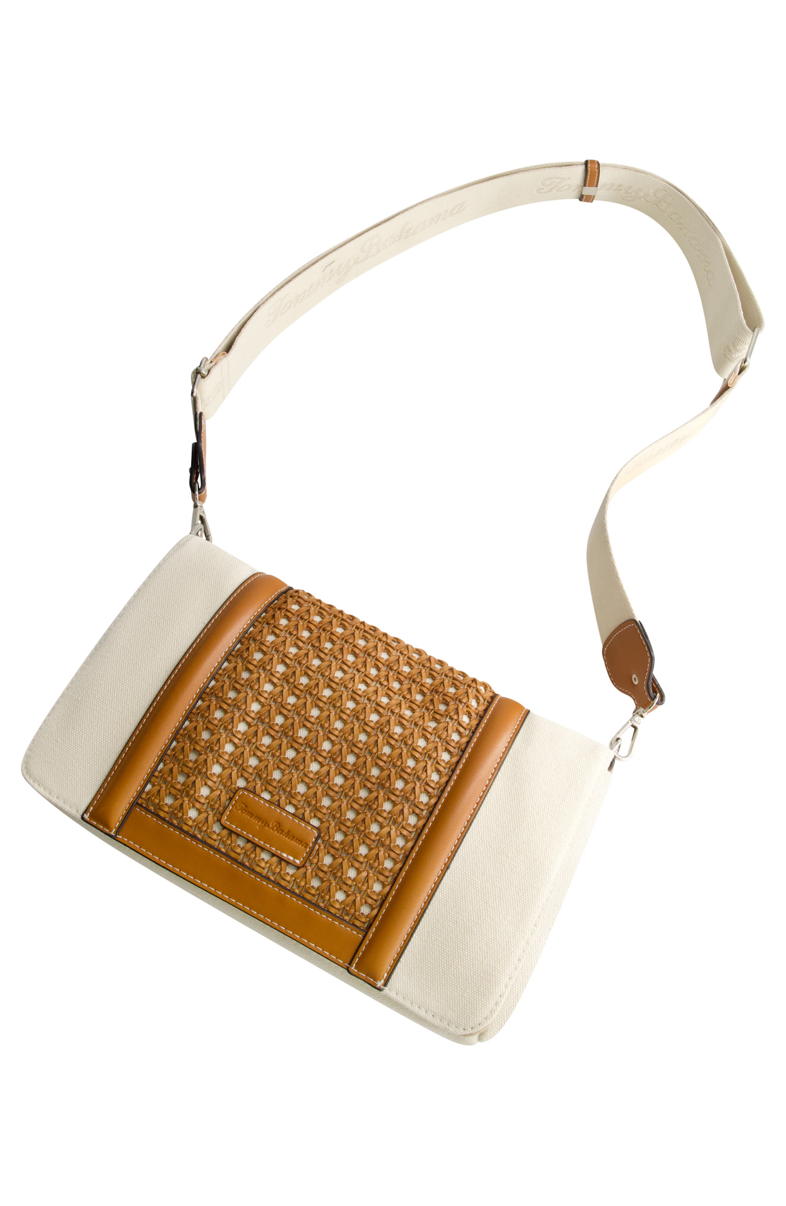 Tommy Bahama Woven Flap Crossbody Bag, Alternate, color, Brown