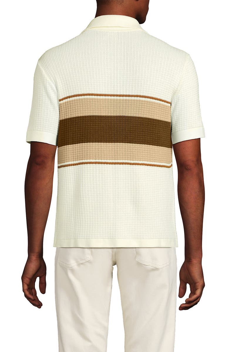 Lands' End Short Sleeve Camp Collar Sweater Polo, Alternate, color, 