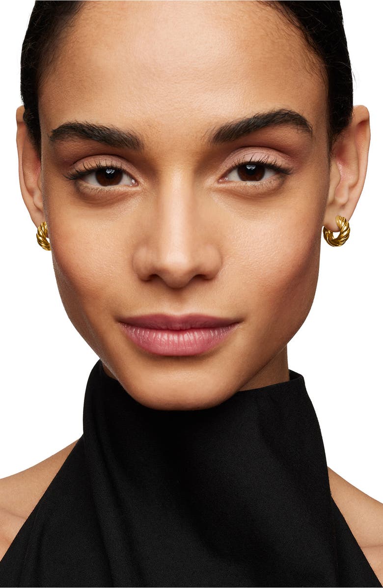 David Yurman Sculpted Cable Hoop Earrings in 18K Yellow Gold, Alternate, color, 18K Yellow Gold