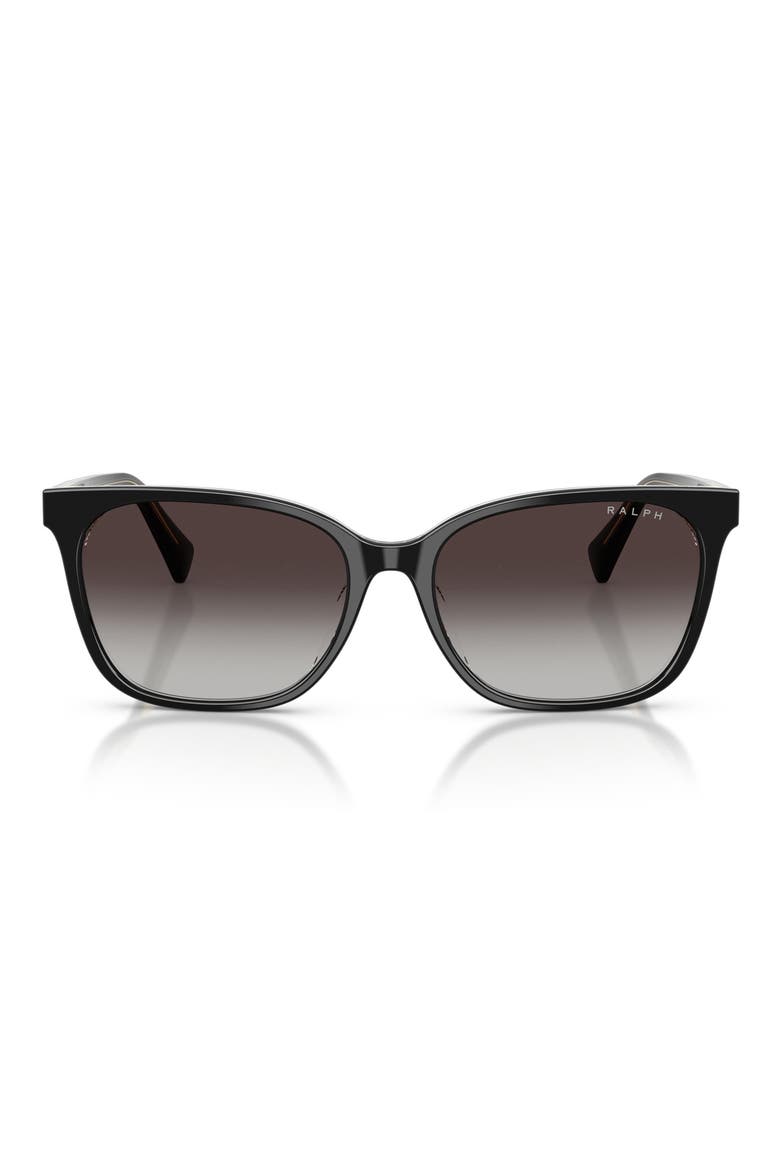 56mm Gradient Square Sunglasses, Main, color, BLACK ON TRANSPARENT / GREY