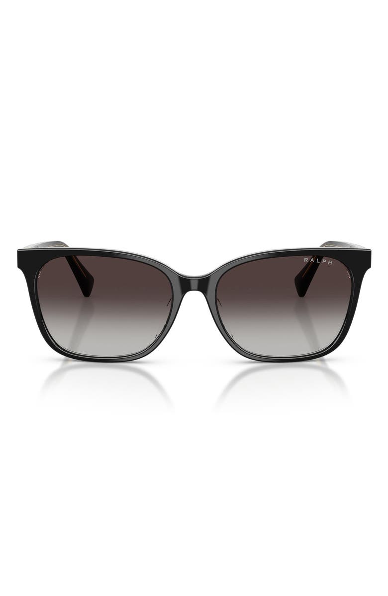 RALPH 56mm Gradient Square Sunglasses, Main, color, Black On Transparent / Grey
