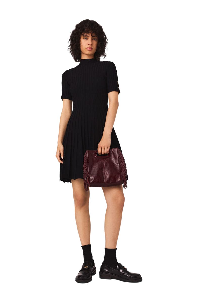 maje Mini knit dress, Main, color, Black