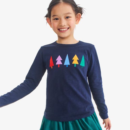 Primary Kids Long Sleeve Rainbow Trees Tee In Blue