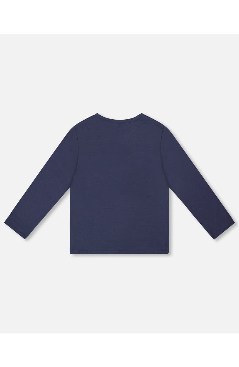 Deux par Deux Organic Cotton T-Shirt with Apple Treats, Alternate, color, Navy Blue