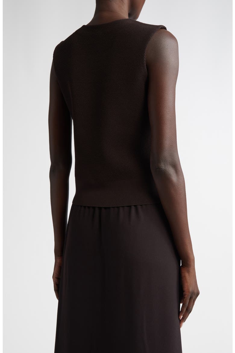 Sleeveless Piqué Sweater, Alternate, color, MOCHA