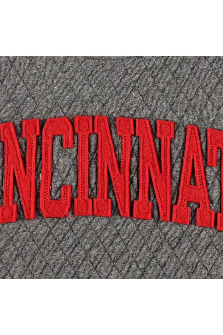 Women's Pressbox Heather Charcoal Cincinnati Bearcats Moose Quilted Pullover Sweatshirt, Alternate, color, Heather Gray