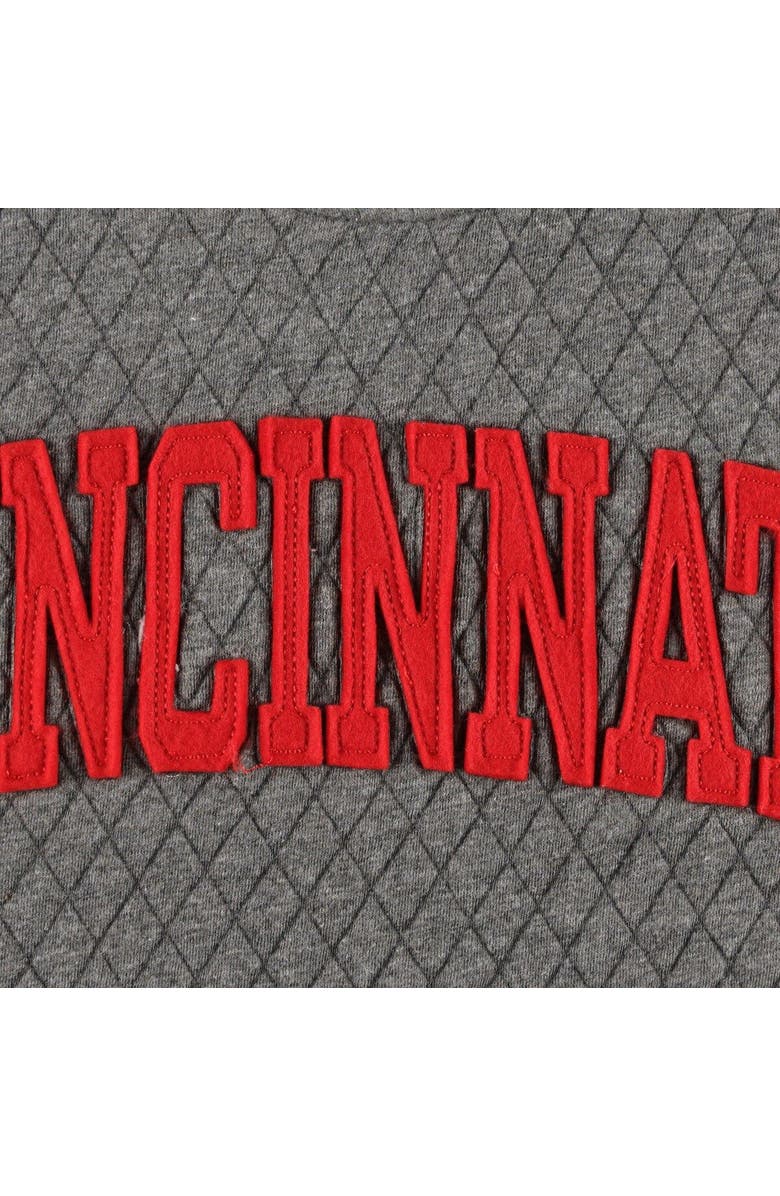 PRESSBOX Women's Pressbox Heather Charcoal Cincinnati Bearcats Moose Quilted Pullover Sweatshirt, Alternate, color, Heather Gray
