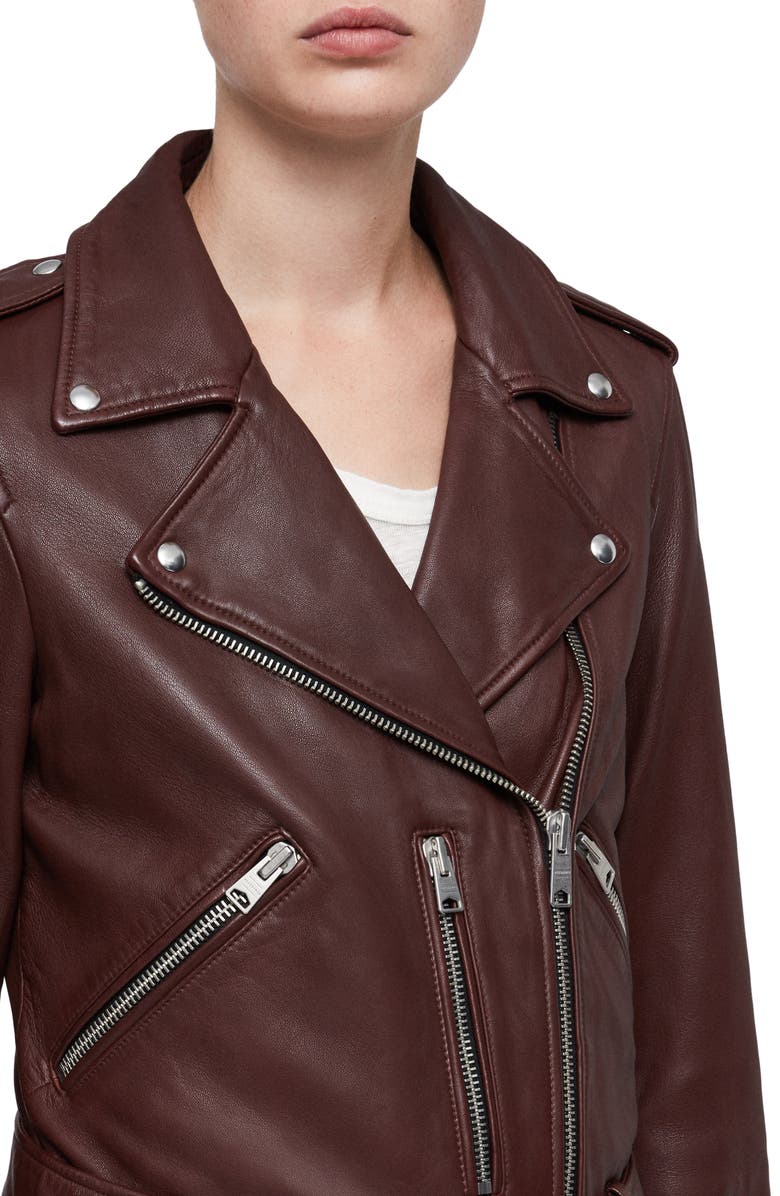AllSaints Balfern Leather Biker Jacket, Alternate, color,