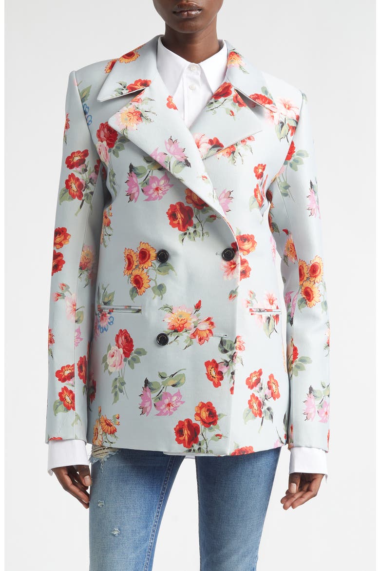 The Delaney Floral Virgin Wool & Silk Faille Tuxedo Jacket, Main, color, LIGHT BLUE FLORAL