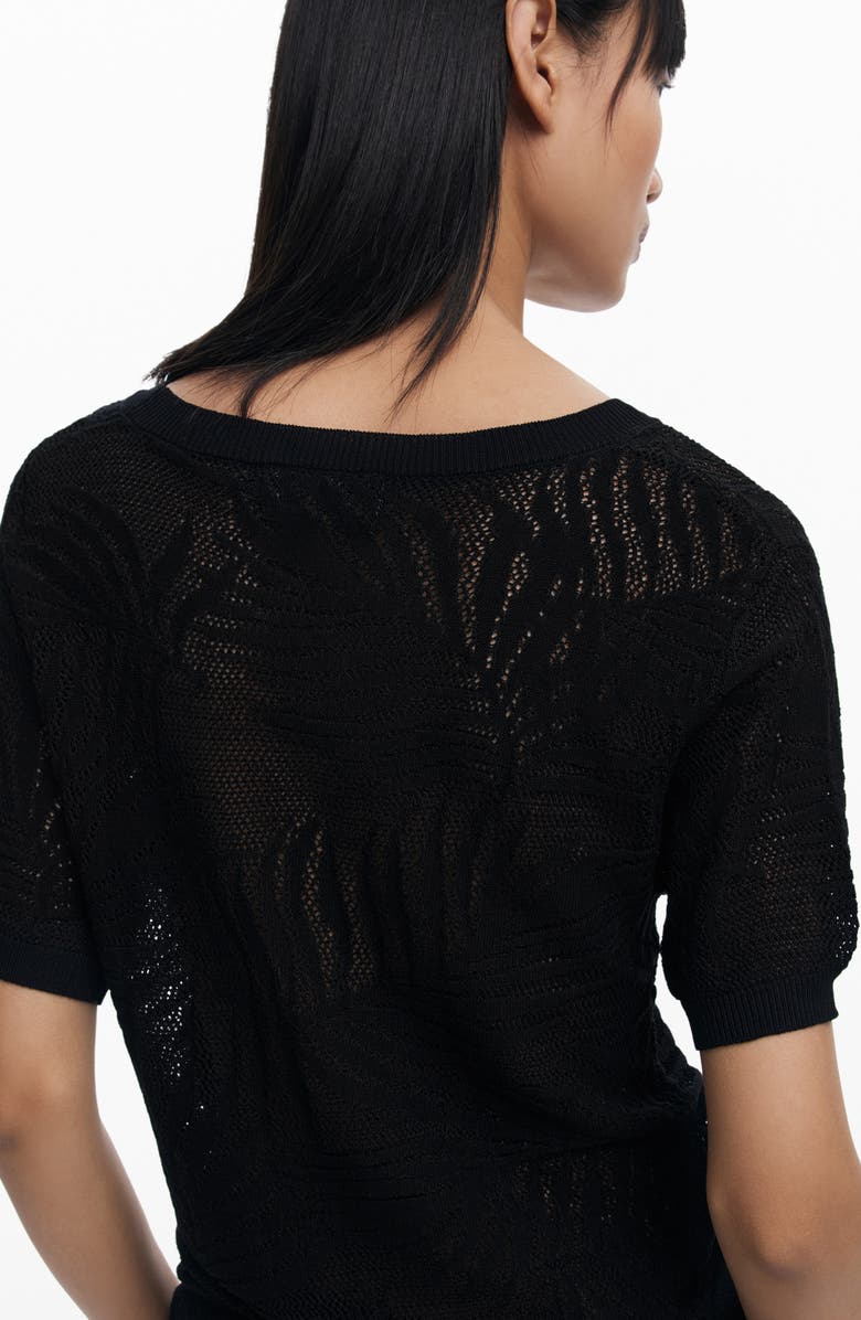 Desigual Lace Mesh Top, Alternate, color, Black