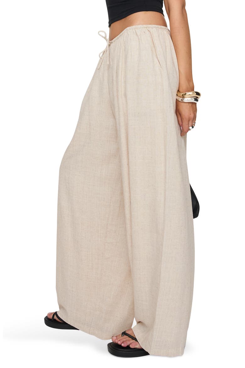 Beach Comber Wide Leg Linen & Cotton Drawstring Pants, Alternate, color, BEIGE