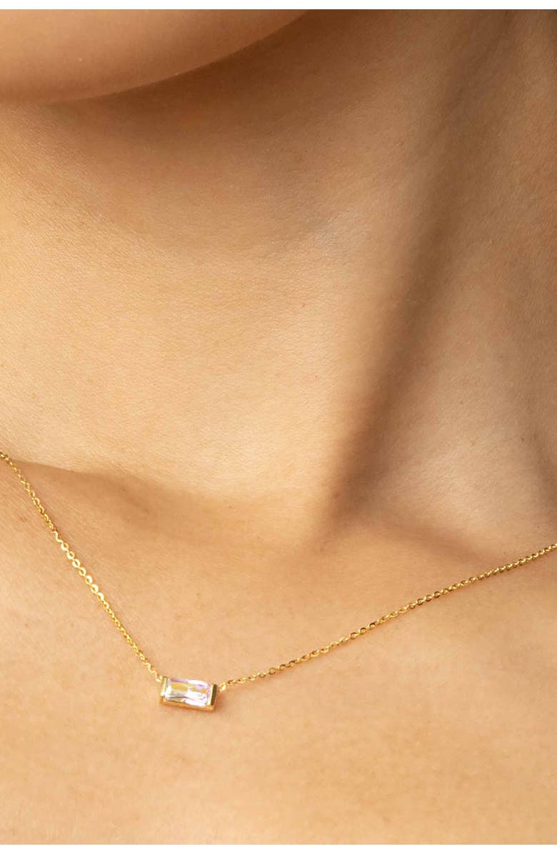 Oradina 14K Yellow Gold Fresco Baguette Bold Pendant Necklace, Alternate, color, Yellow Gold