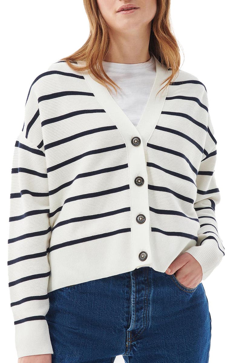 Barbour Mariner Stripe Cotton Cardigan, Main, color, 