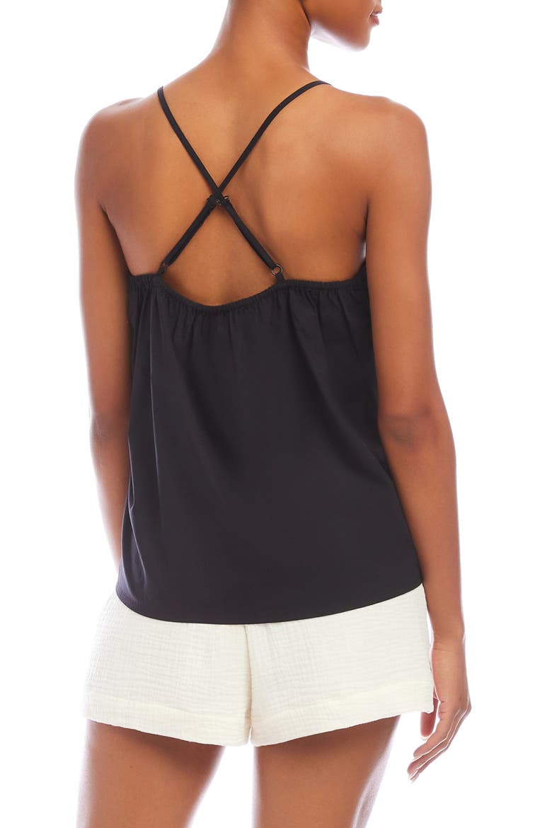 Marian Embroidered Cotton Camisole, Alternate, color, BLACK