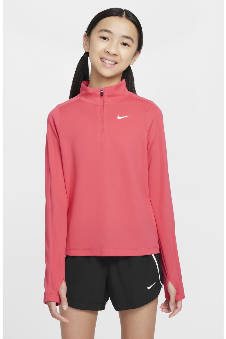 Kids' Dri-FIT Half Zip Pullover, Main, color, ASTER PINK/ WHITE