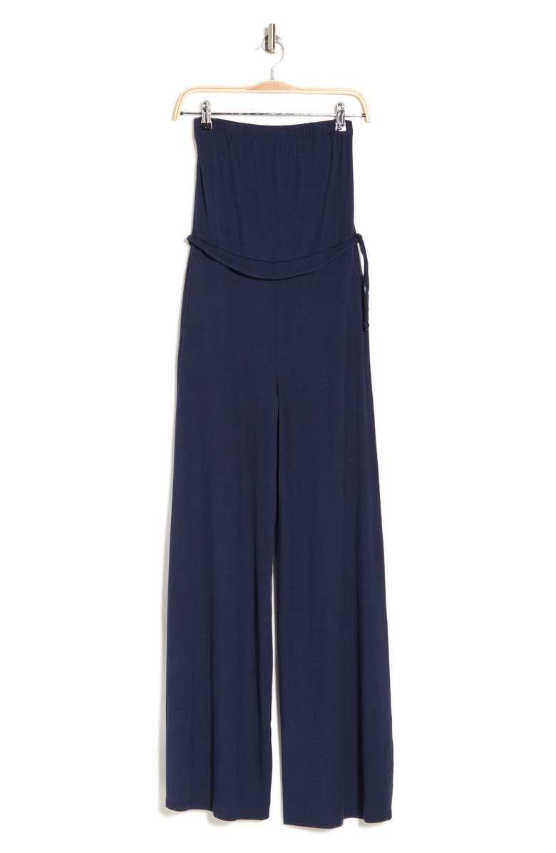 GO COUTURE Strapless Wide Leg Jumpsuit, Alternate, color, Navy