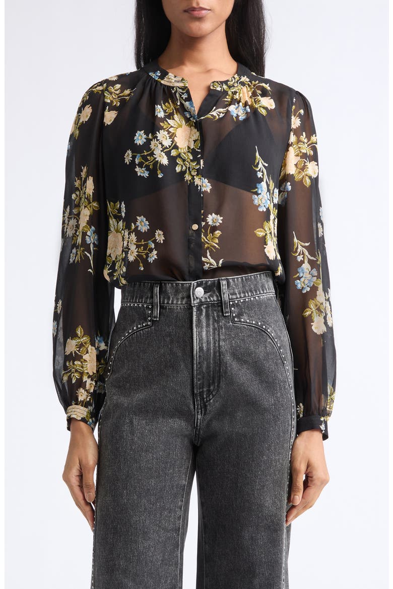 Ashlynn Silk Chiffon Blouse, Main, color, BLACK MULTI