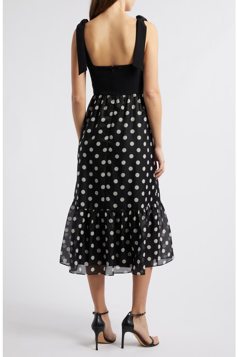 Tie Strap Tiered Skirt Dress, Alternate, color, ANNE BLACK/ ANNE WHITE
