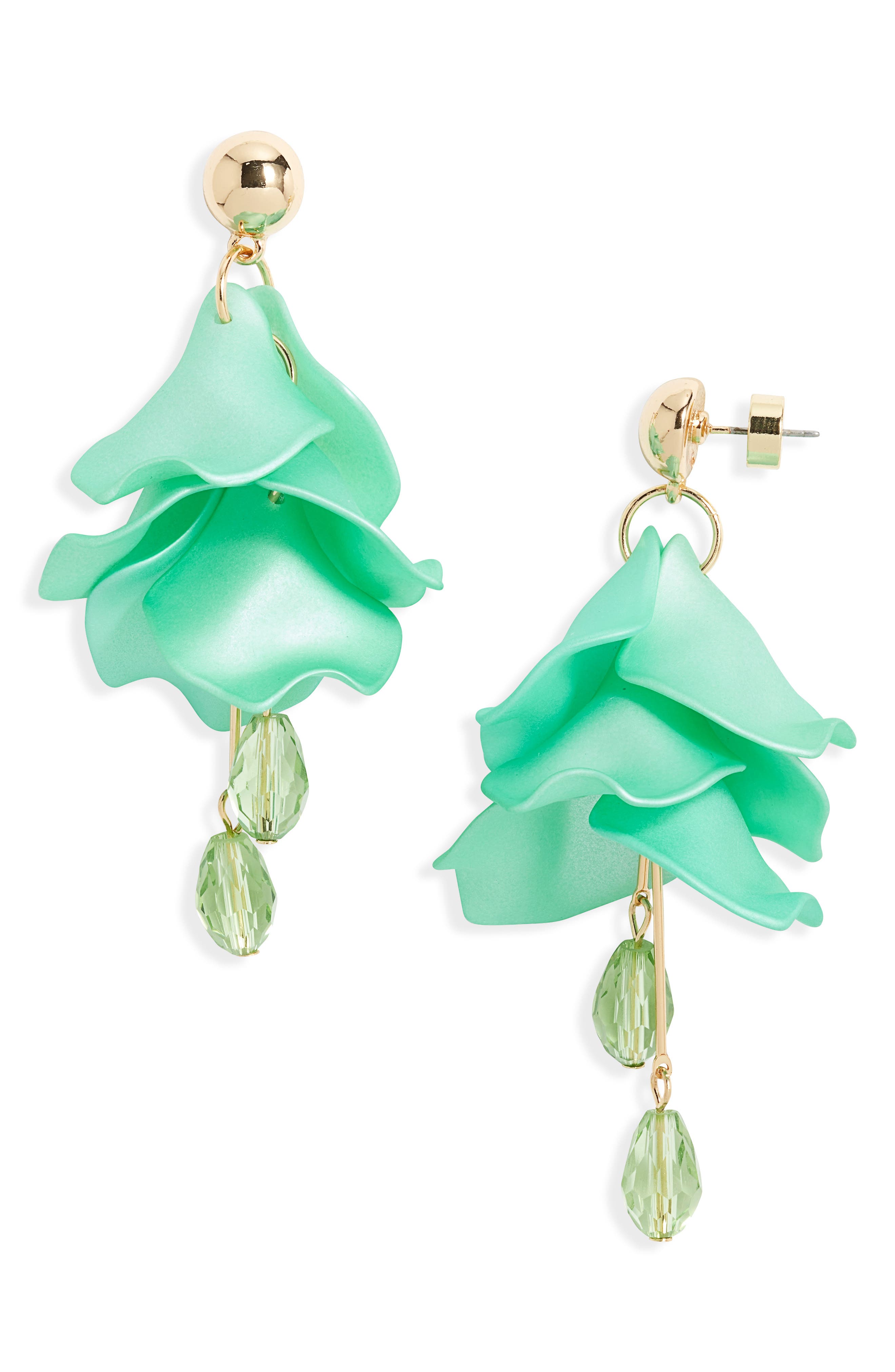Nordstrom Petal Chandelier Drop Earrings In Aqua- Gold