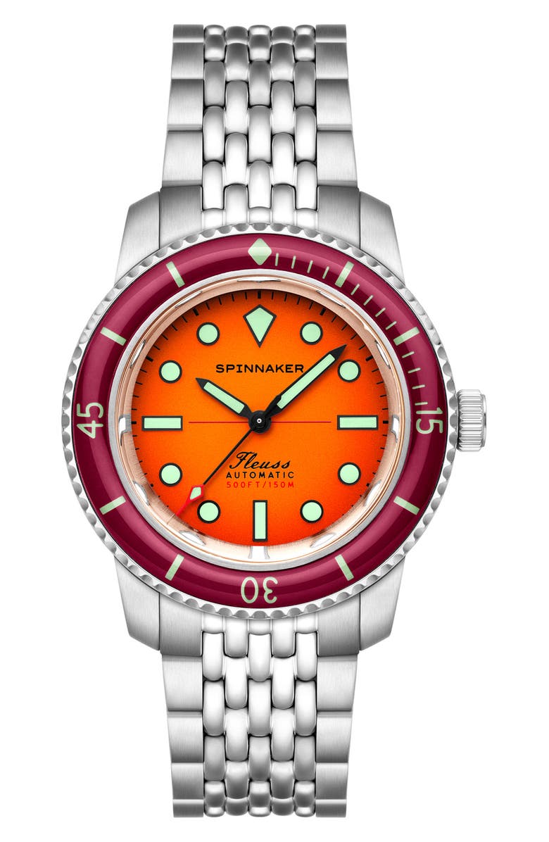 SPINNAKER Fleuss 40 Sunset Amber Automatic Bracelet Watch, 40mm, Main, color, 