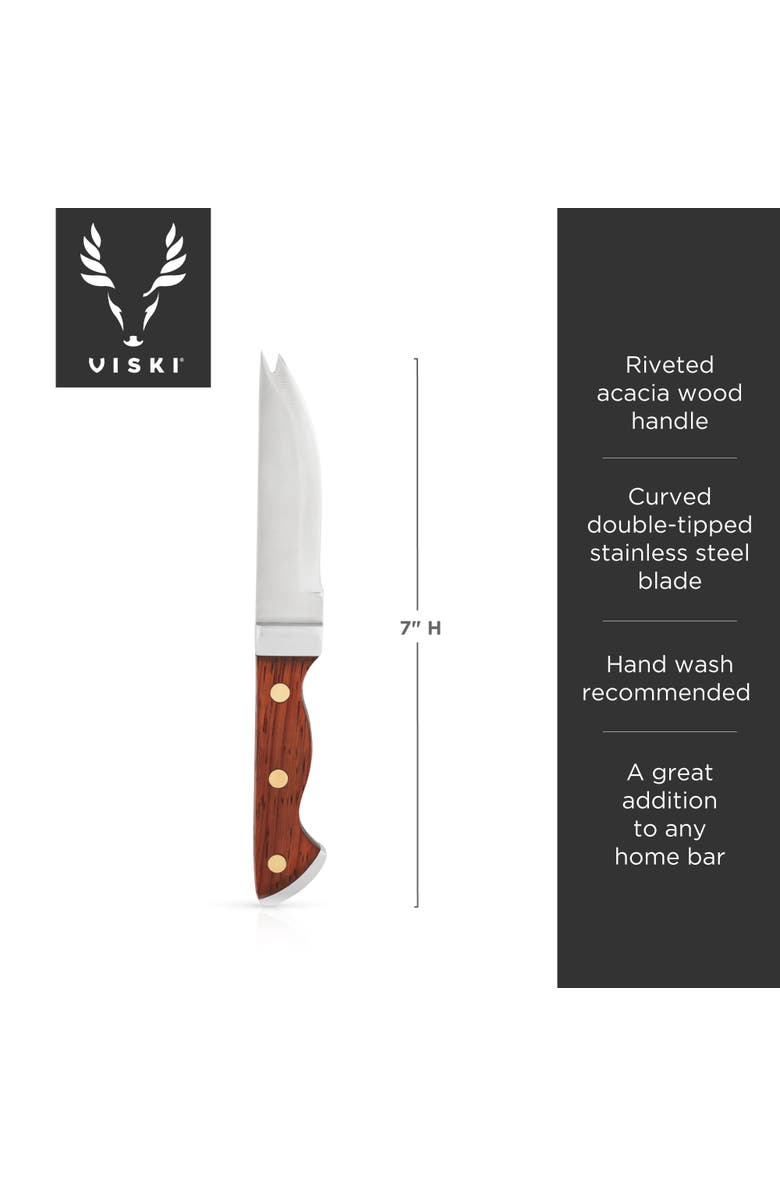 Viski Professional Bartender Knife with Acacia Wood, Alternate, color, Brown