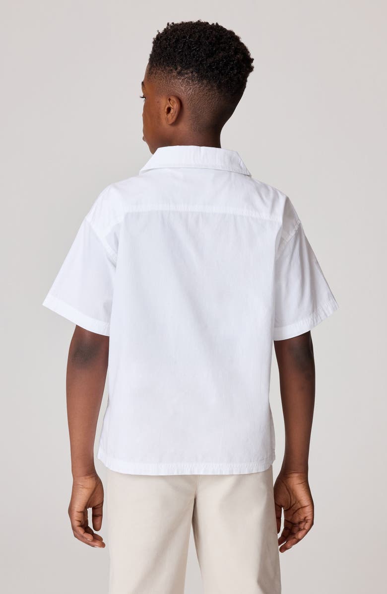 smALLSAINTS by ALLSAINTS Kids' Oversize Ramskull Cotton Camp Shirt, Alternate, color, White