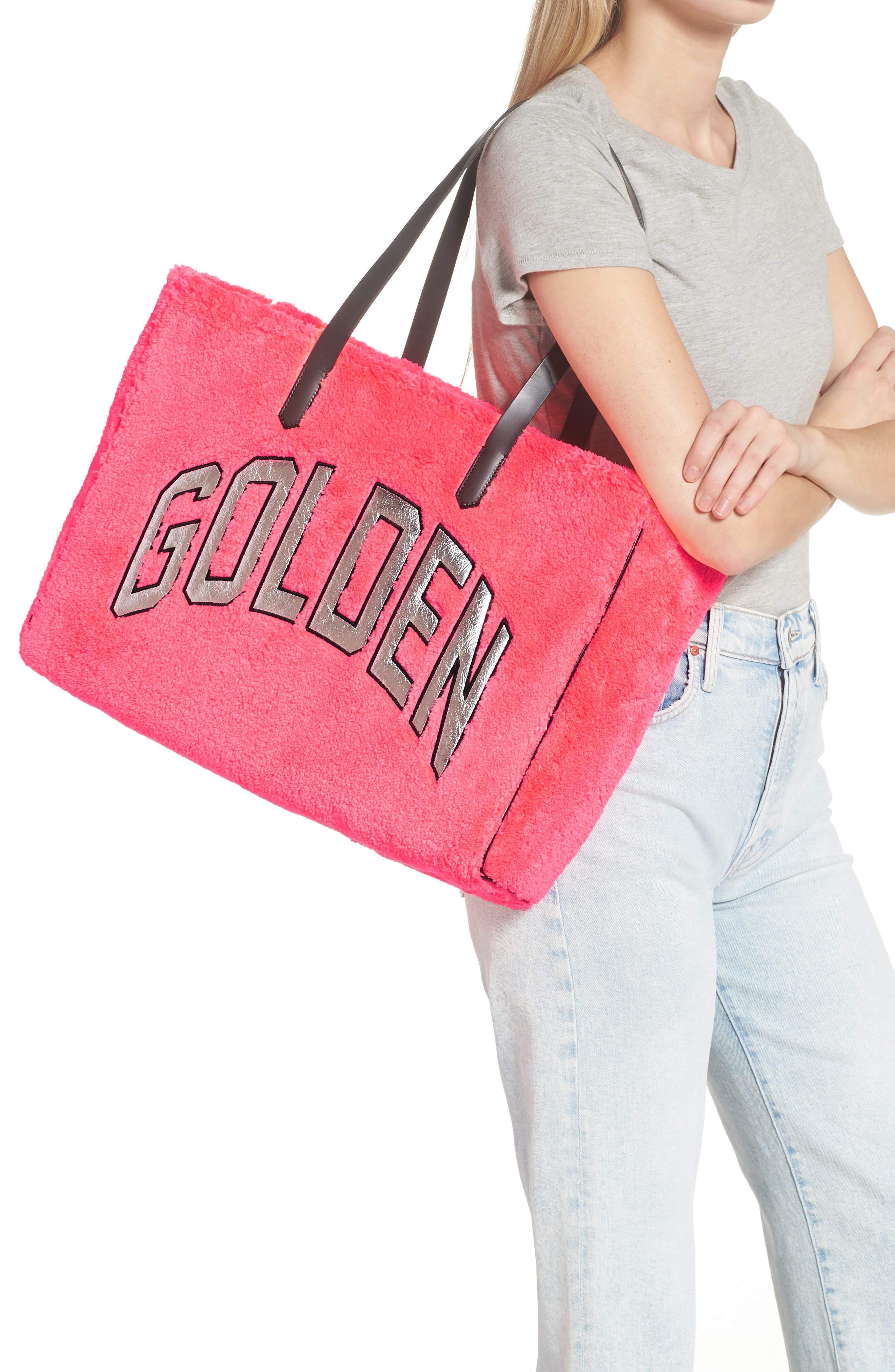Golden Goose California East/West Fleece Shopper Tote, Alternate, color, 