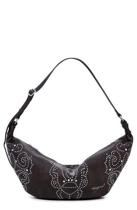 Studded Faux Leather Shoulder Bag