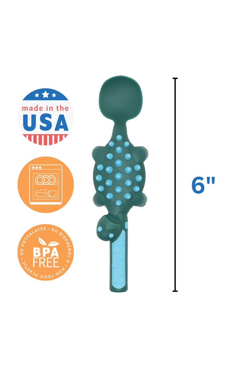 Constructive Eating Set of 3 Dino Eating Utensils for Kids and Toddlers, Alternate, color, Green