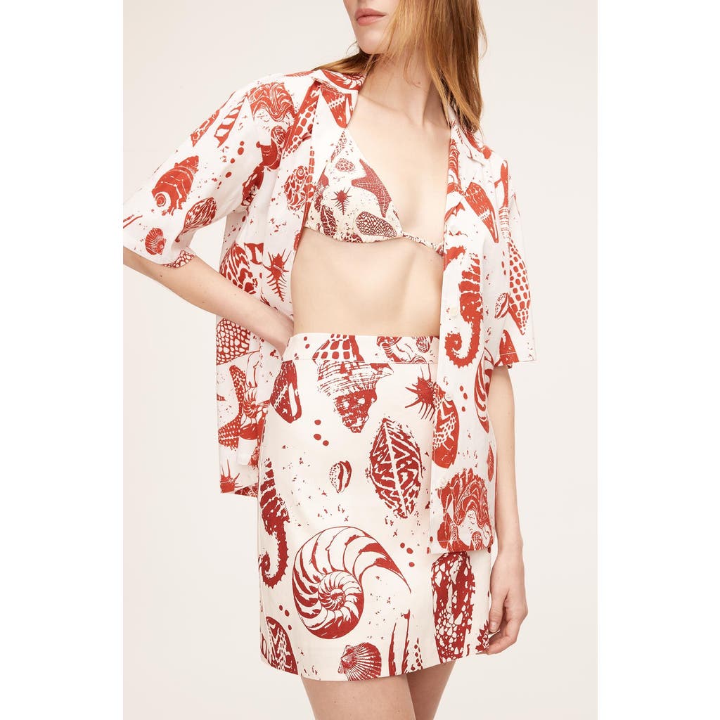Shop Rebecca Taylor Sea Shore Mini Skirt In Print Red Clay Combo