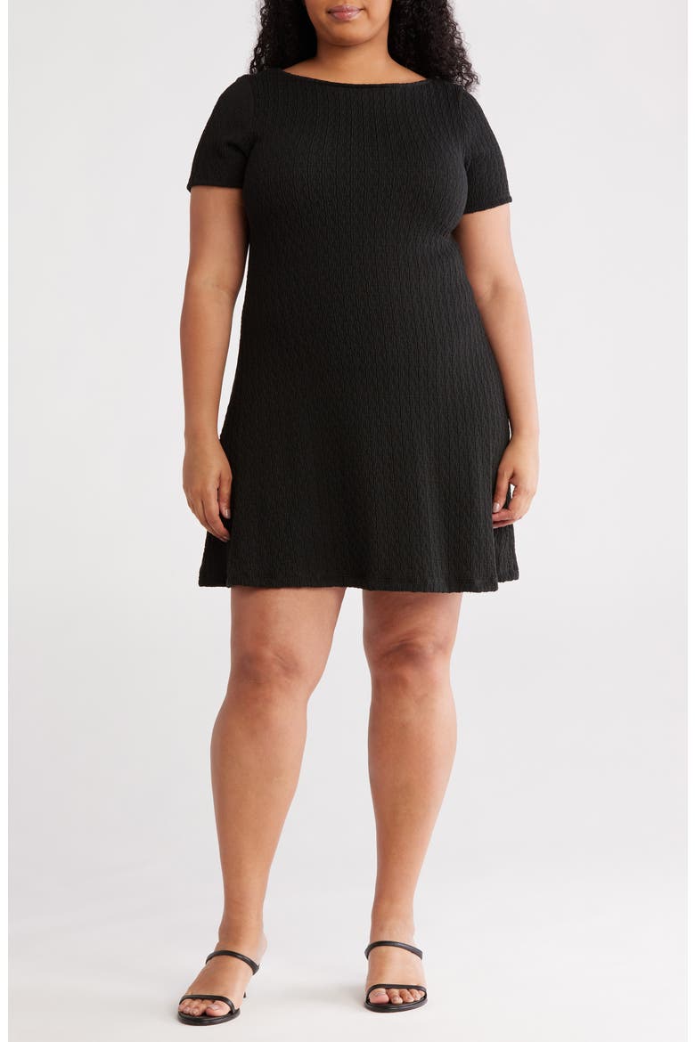 Short Sleeve Swing Dress, Main, color, BLACK