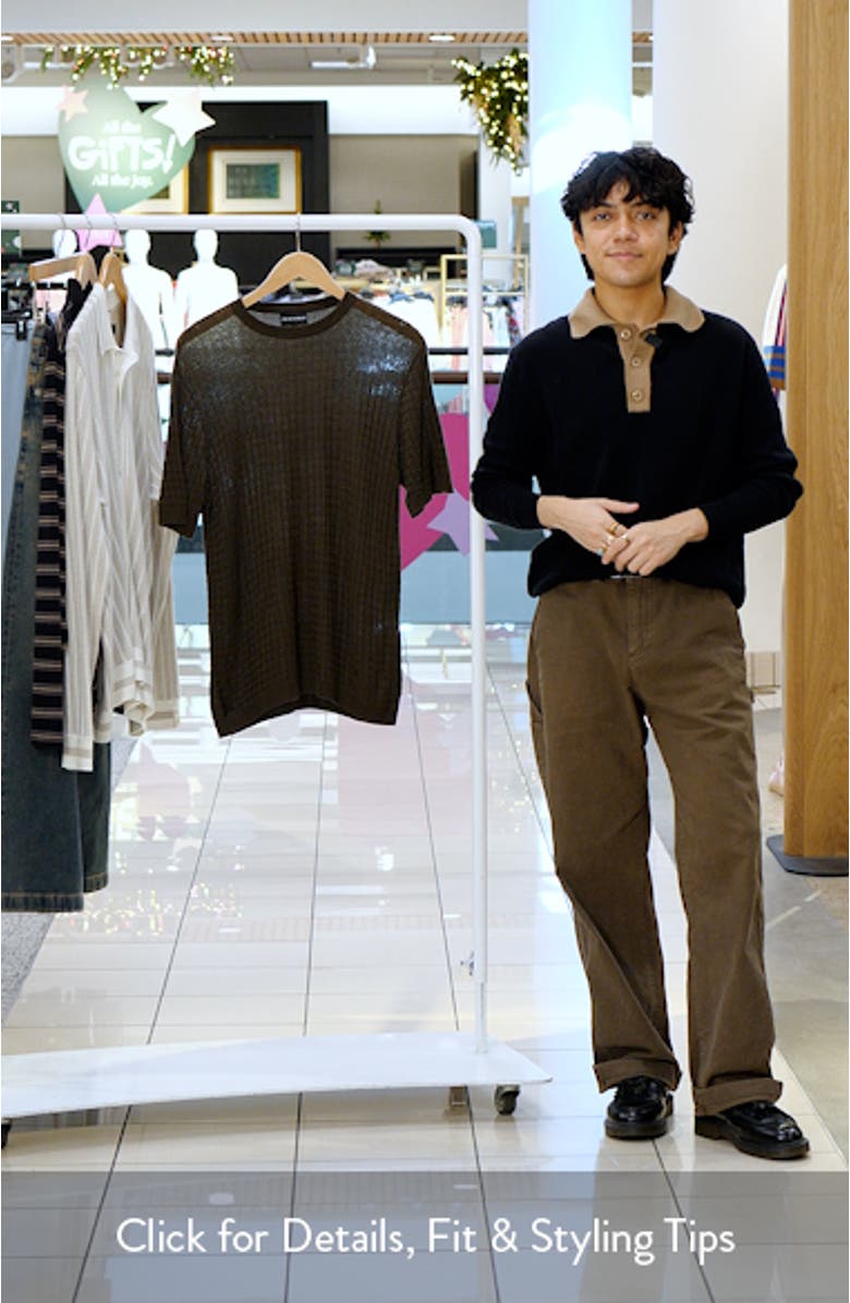 Geometric Texture Short Sleeve Crewneck Sweater, sales video thumbnail